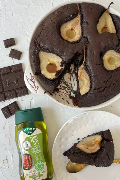 עוגת שוקולד ואגסים